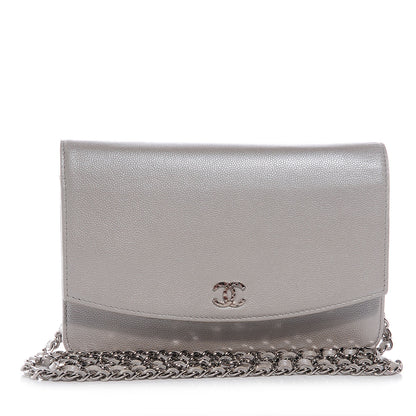 Chanel Caviar Sevruga Wallet on Chain WOC Silver 1 of 8