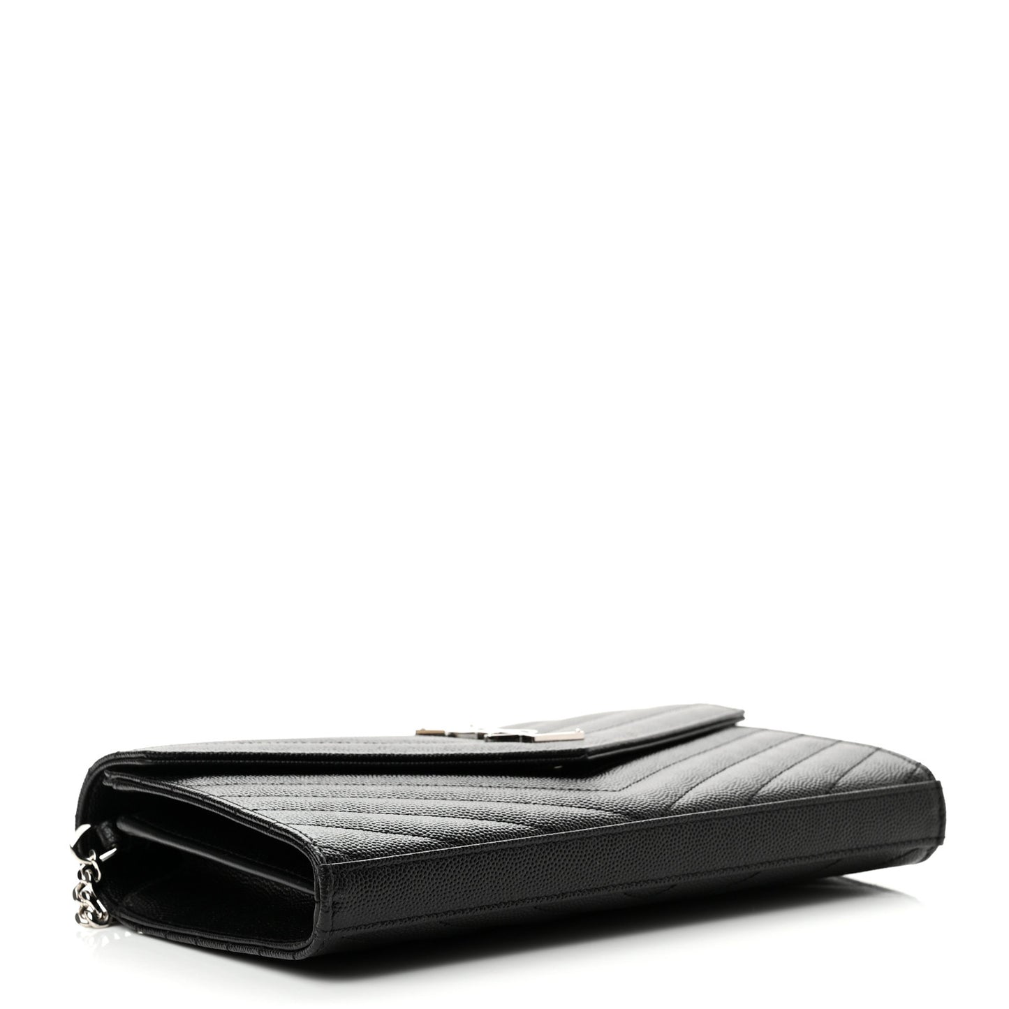 Grain De Poudre Matelasse Chevron Monogram Chain Wallet Black