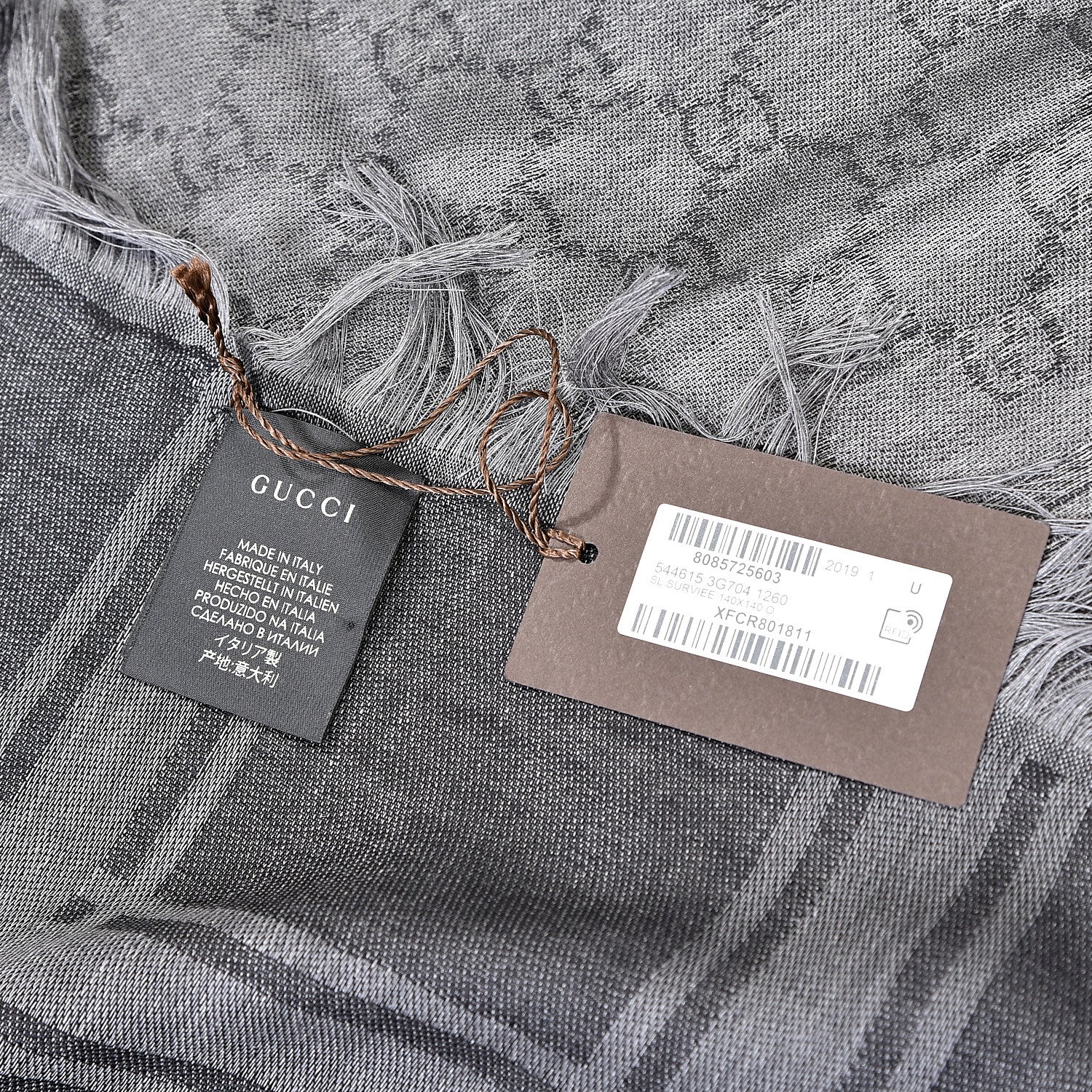 Gucci Wool Silk Diamante Monogram Shawl Black 2 of 3