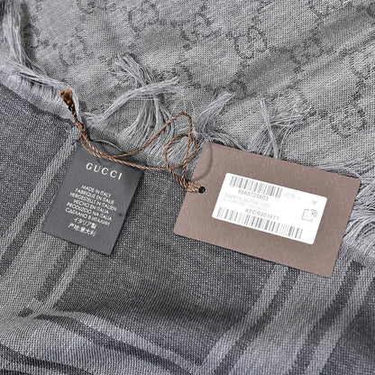 Gucci Wool Silk Diamante Monogram Shawl Black 2 of 3