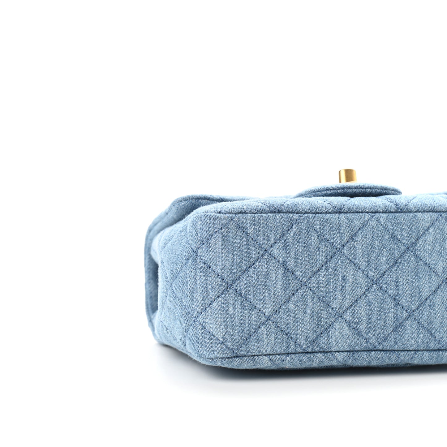 Denim Quilted Mini Pearl Crush Flap Blue