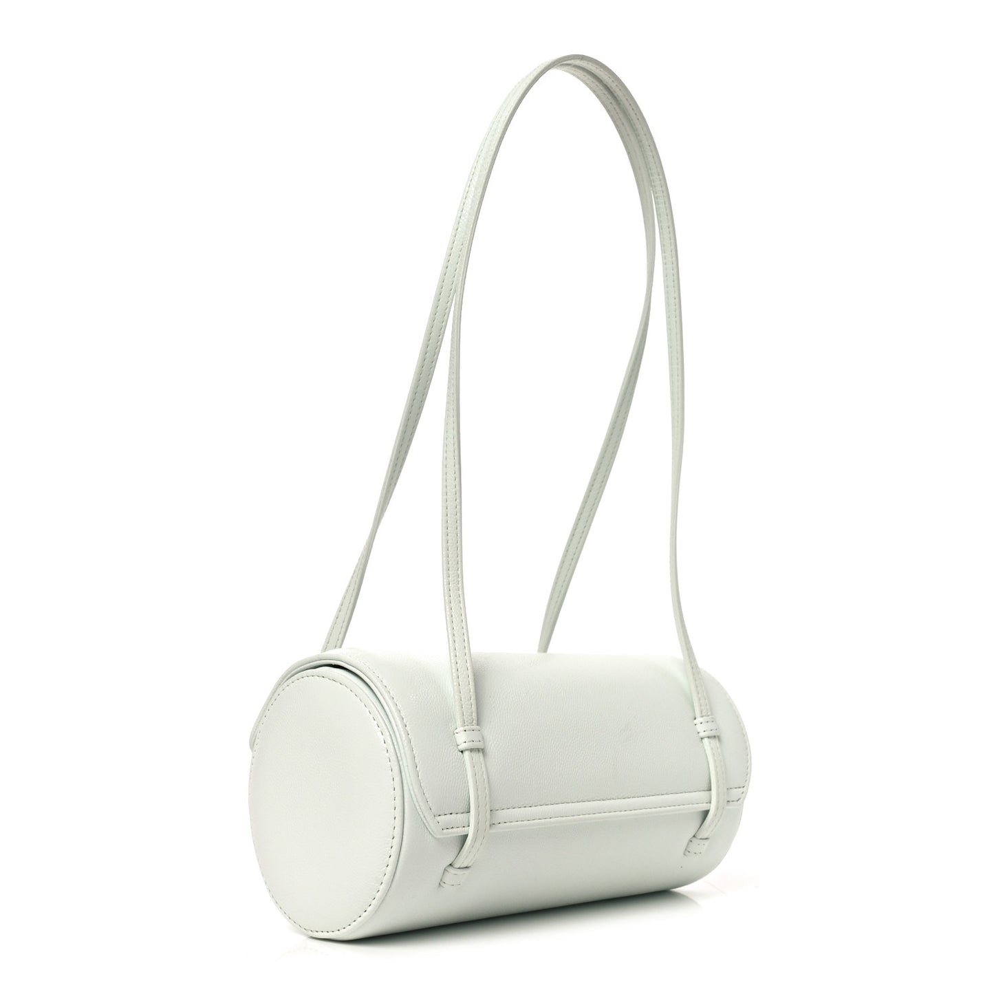 Shiny Caviar Preppy Coco Small Bowling Bag Light Blue