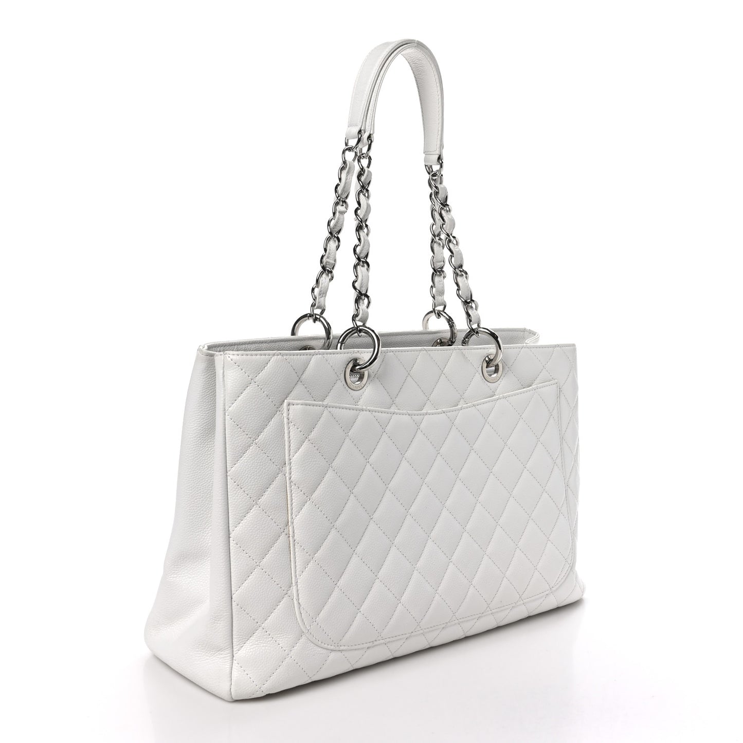 Caviar Quilted XL Grand Shopping Tote GST White
