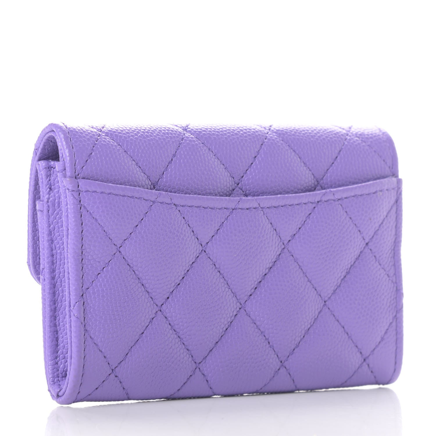 Chanel Caviar Quilted Flap Card Holder Wallet Purple 3 of 9