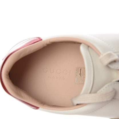 Gucci Calfskin Stripe Womens New Ace Sneakers 37.5 New Mystic White Ecru Red Flame 10 of 15
