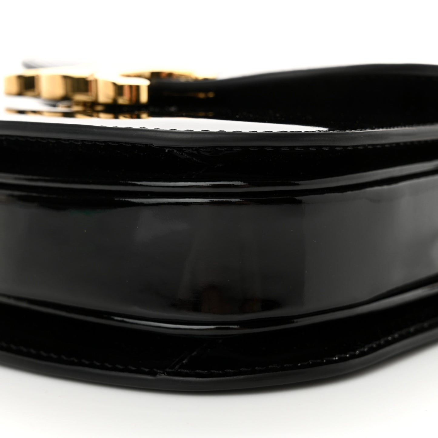 Patent Calfskin Triomphe Mini Besace Clea Black