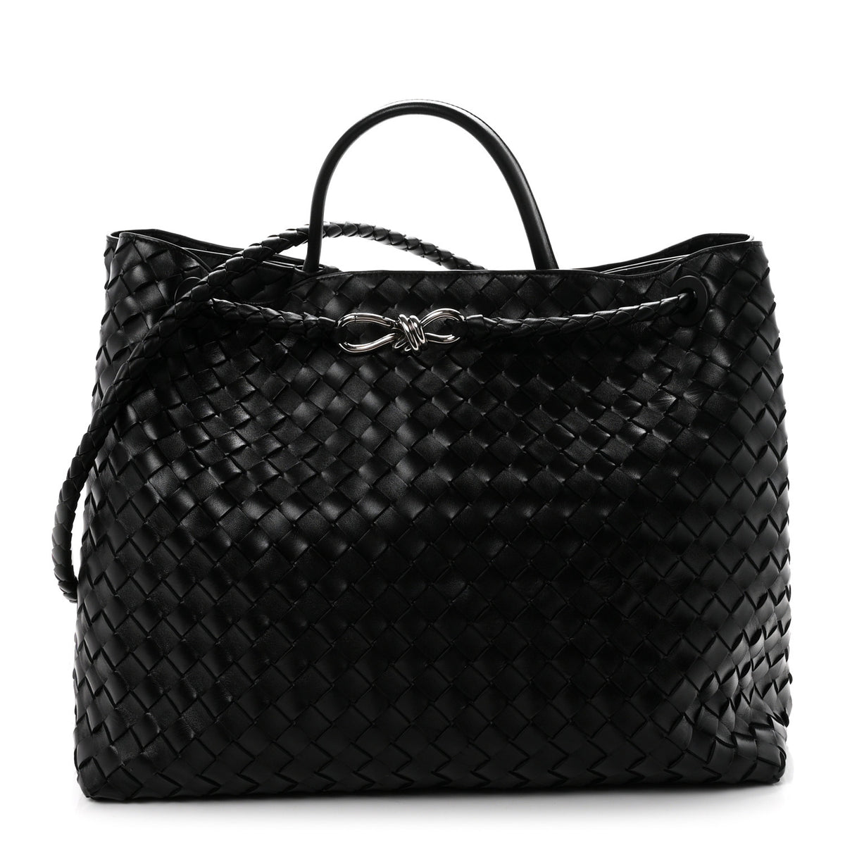 Nappa Intrecciato Large Andiamo Shoulder Bag Black