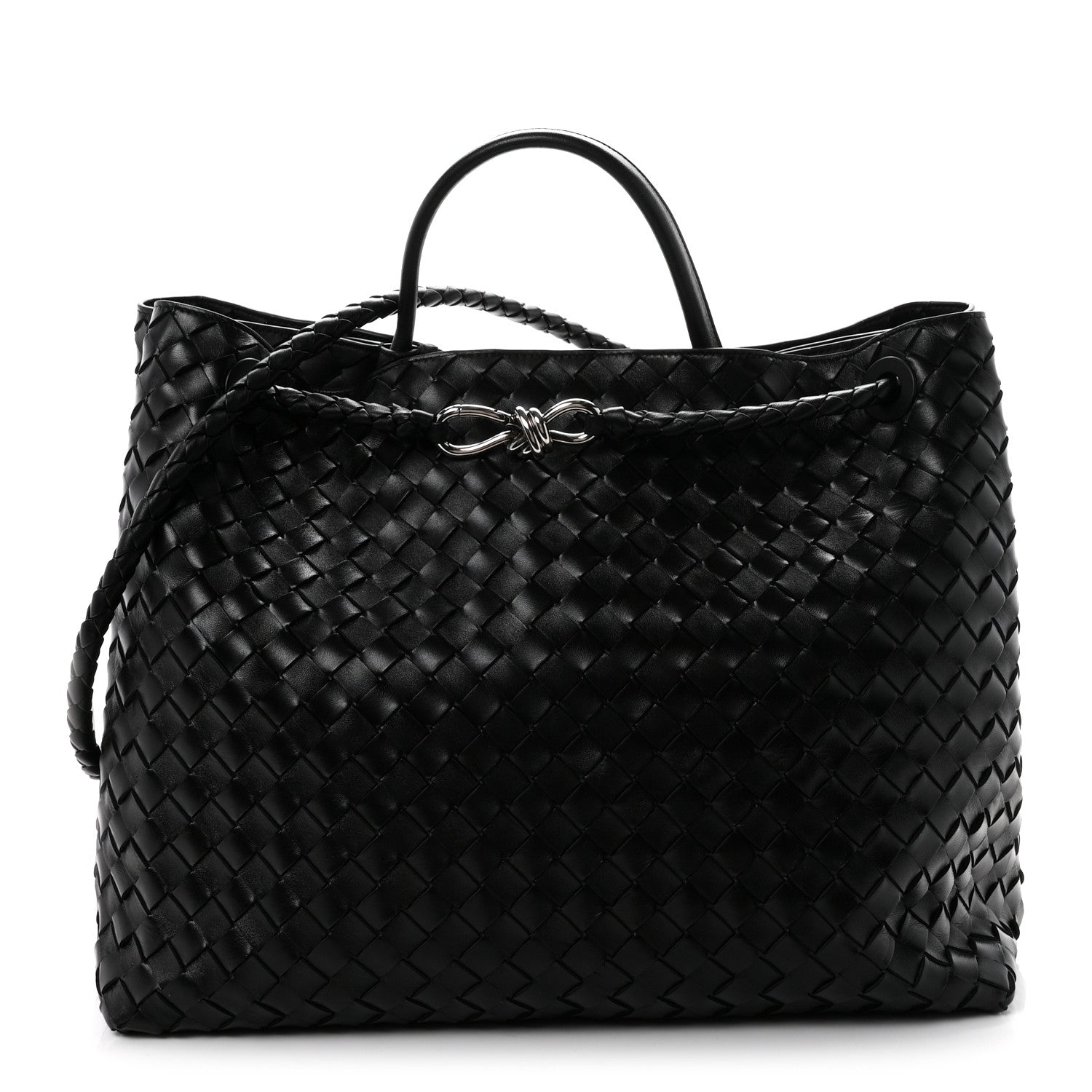 Bottega Veneta Nappa Intrecciato Large Andiamo Shoulder Bag Black 1 of 10