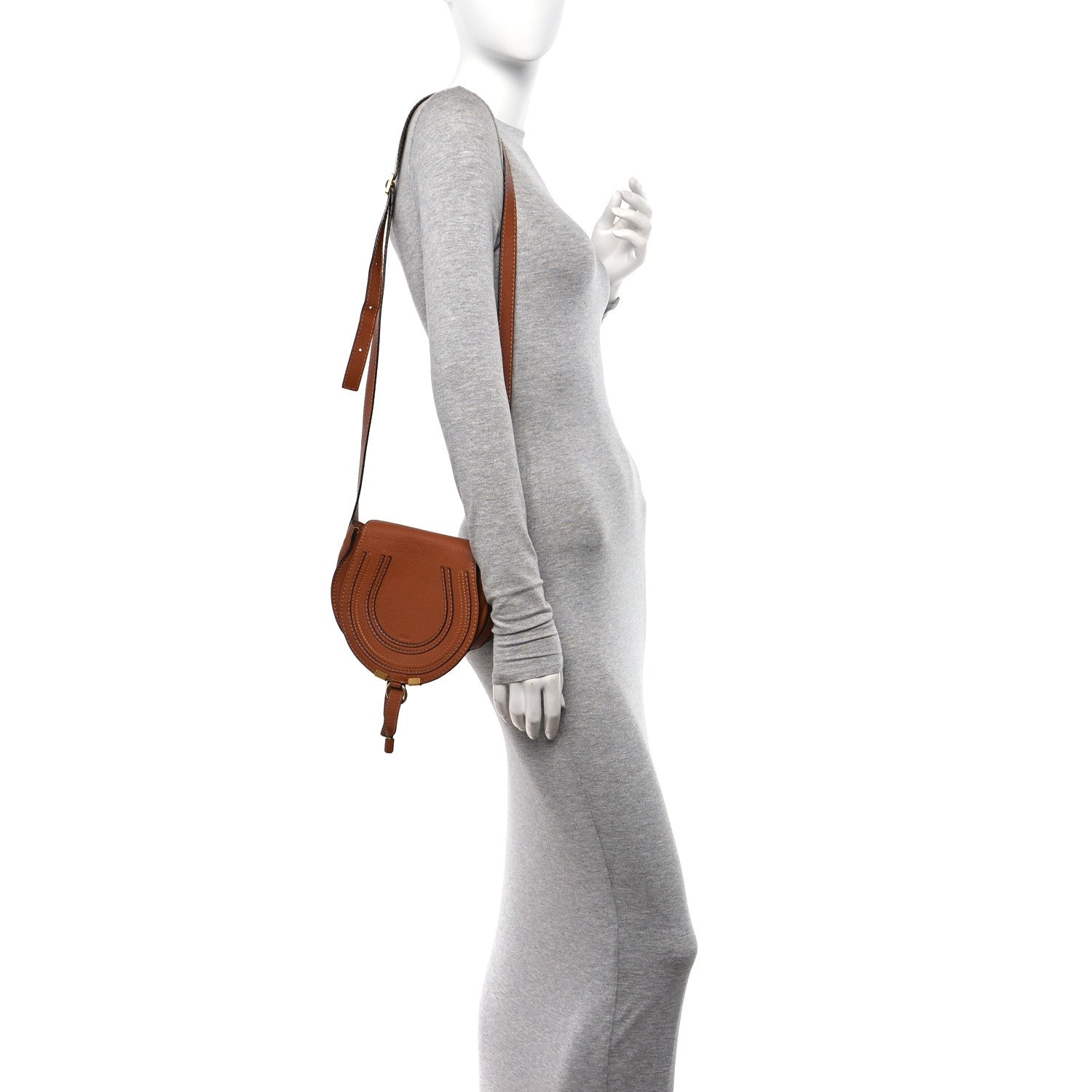 Chloe Grained Calfskin Small Marcie Saddle Bag Tan 3 of 11