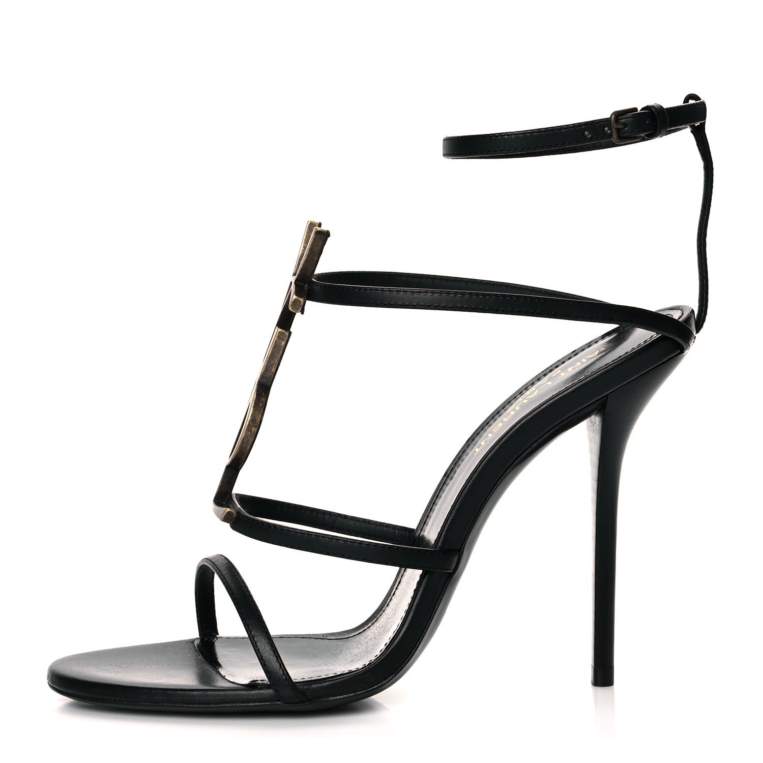 Saint Laurent Calfskin Cassandra 110 Sandals 37.5 Black 1 of 9