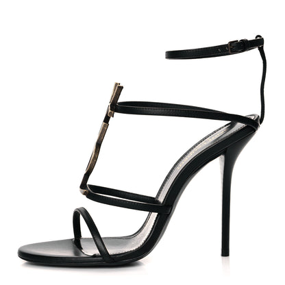 Saint Laurent Calfskin Cassandra 110 Sandals 37.5 Black 1 of 9