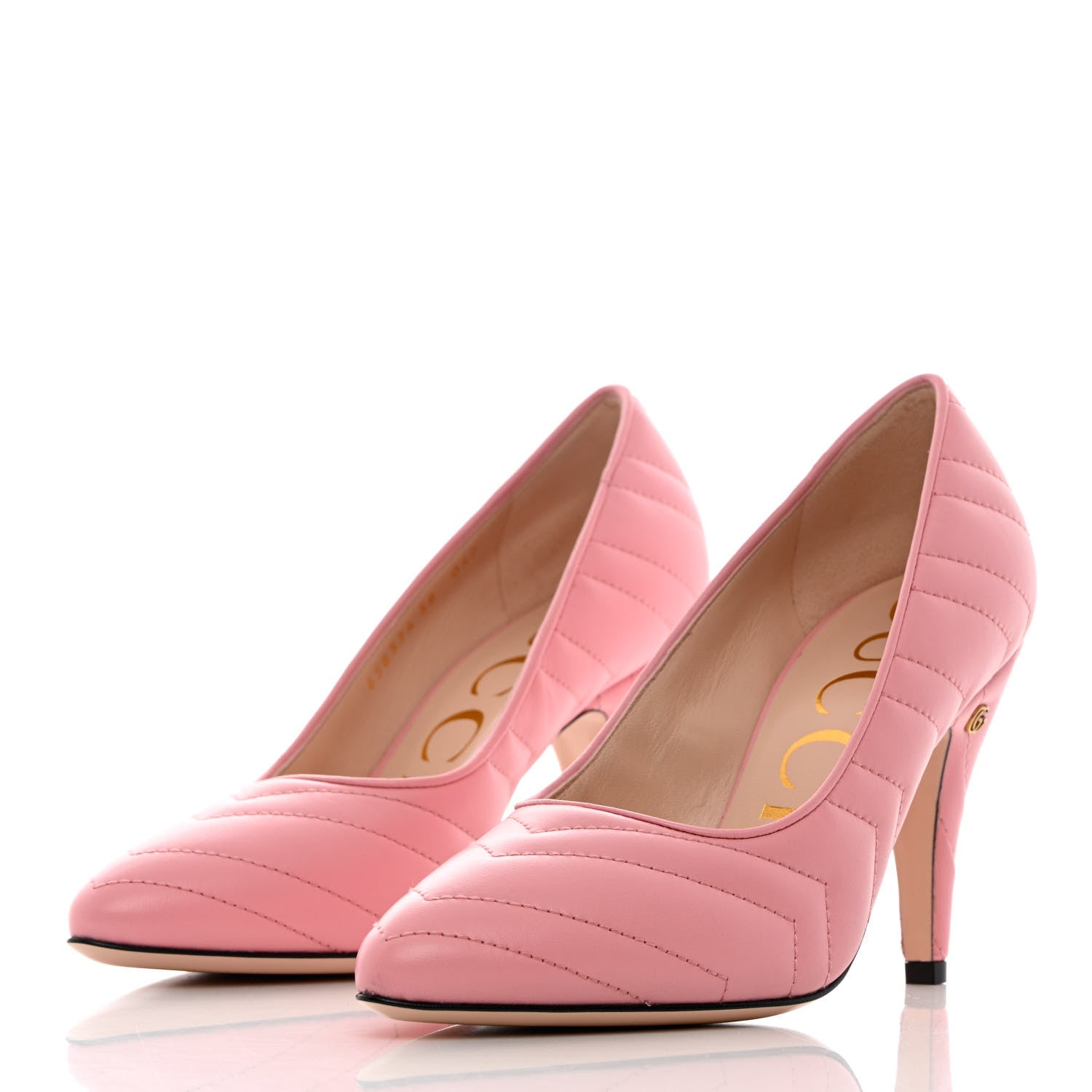 Gucci Nappa Charlotte Chevron Matelasse Double G 95mm Pumps 38 Wild Rose 3 of 9