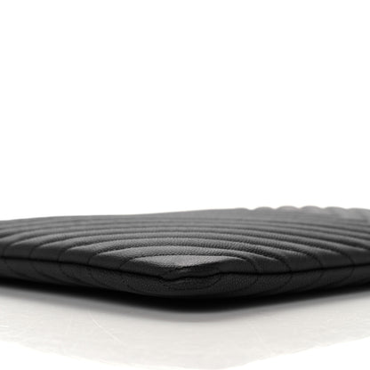 Chanel Caviar Flat Chevron Quilted Large Cosmetic Case Black 9 of 10
