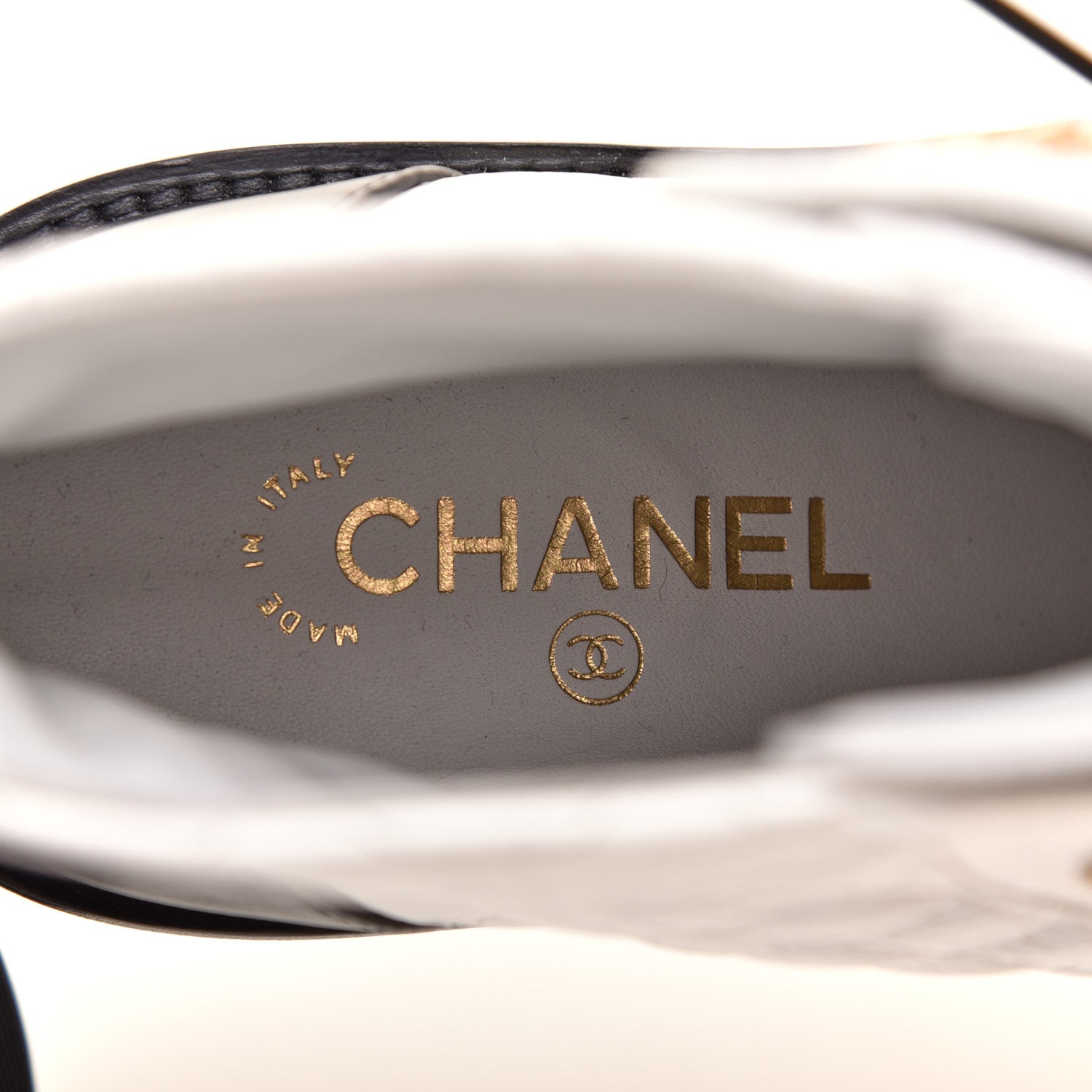 Chanel Shiny Goatskin Calfskin Quilted Lace Up Combat Boots 37 Black White 7 of 9