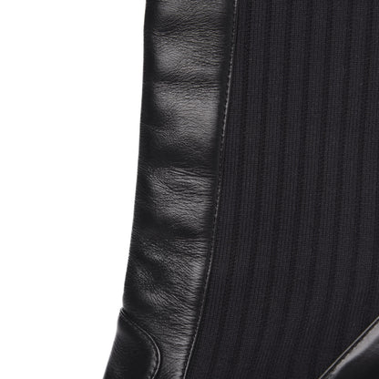 Fendi Vitello Lucido Stretch Fabric Striped Rockoko 105mm Sock Boots 36 Black 7 of 8