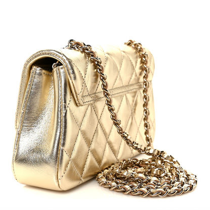 Chanel Metallic Lambskin Quilted Mini Chain Flap Gold 2 of 9