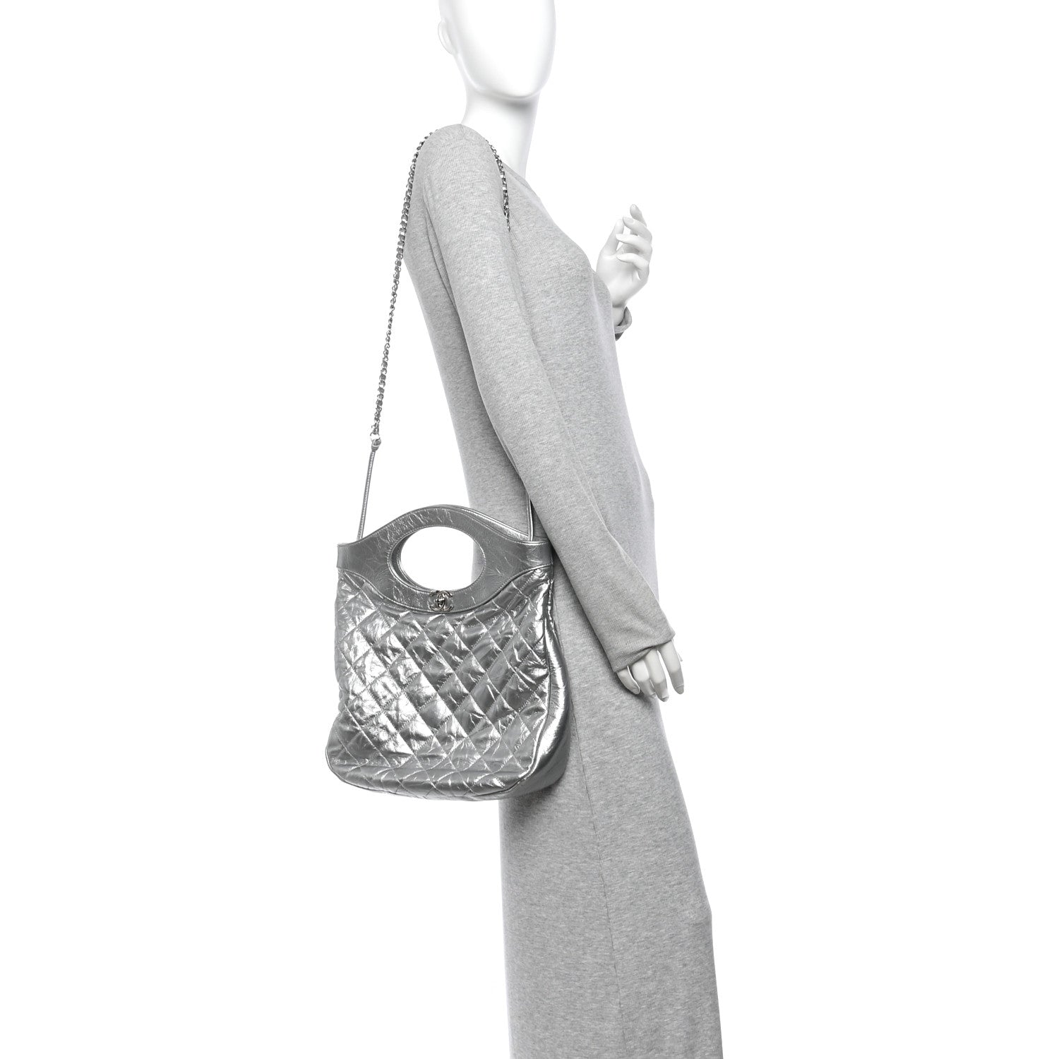 Chanel Metallic Crumpled Calfskin Small 31 Shopping Bag Silver 2 of 10
