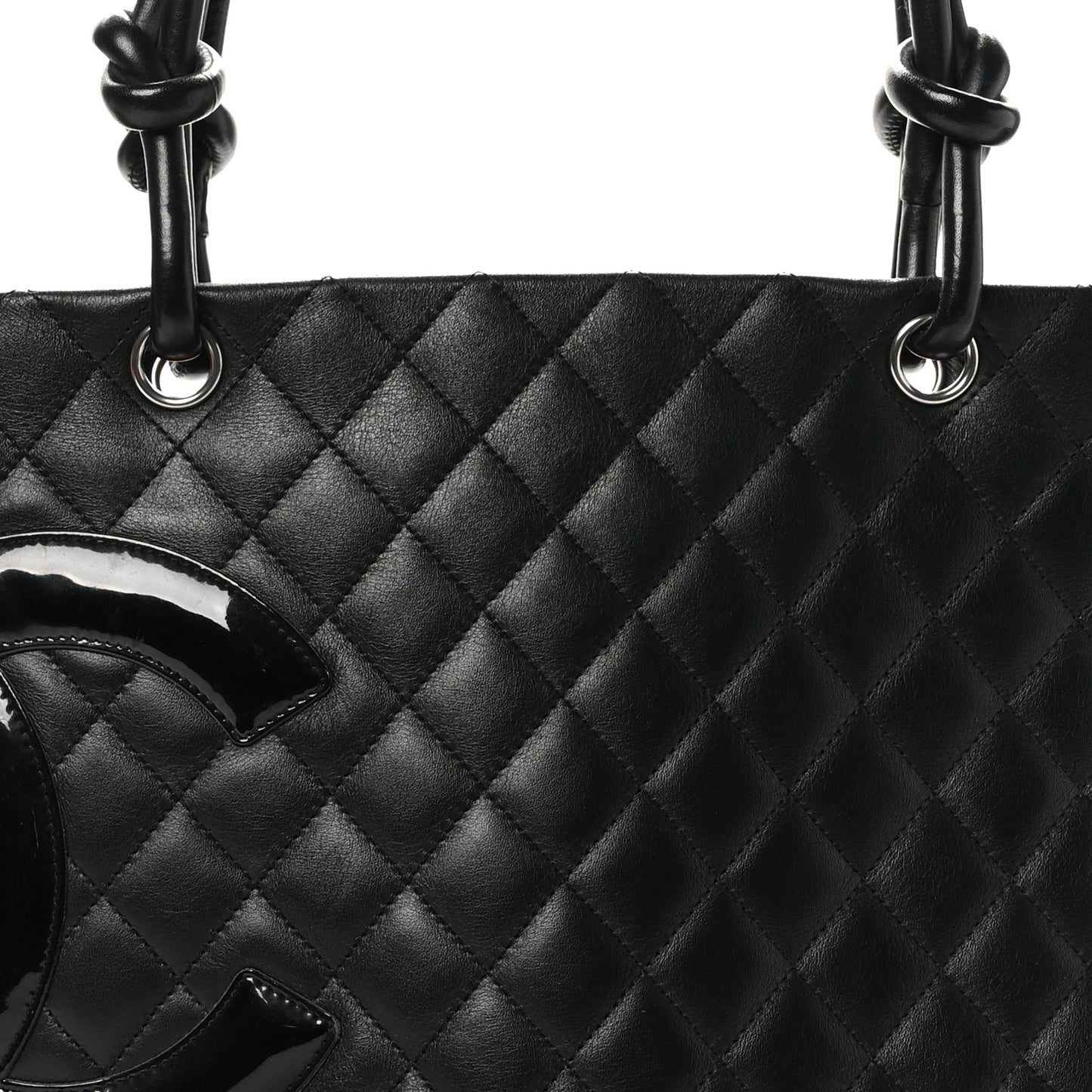 Calfskin Quilted Large Cambon Tote Black