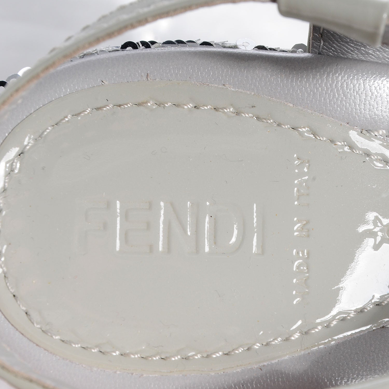 Fendi Sequin Wedge Platform Sandals Silver 40.5 5 of 7