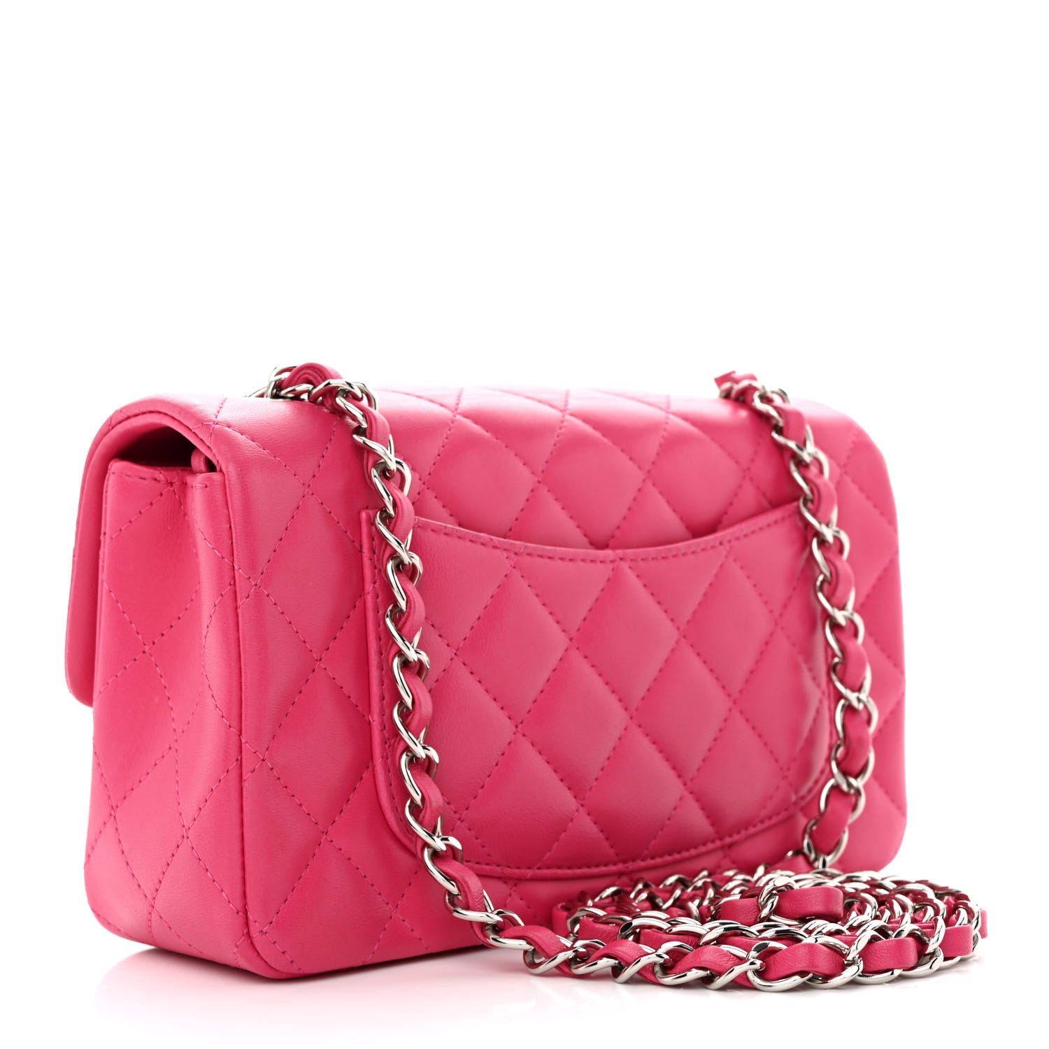 Chanel Lambskin Quilted Mini Rectangular Flap Fuchsia 3 of 11