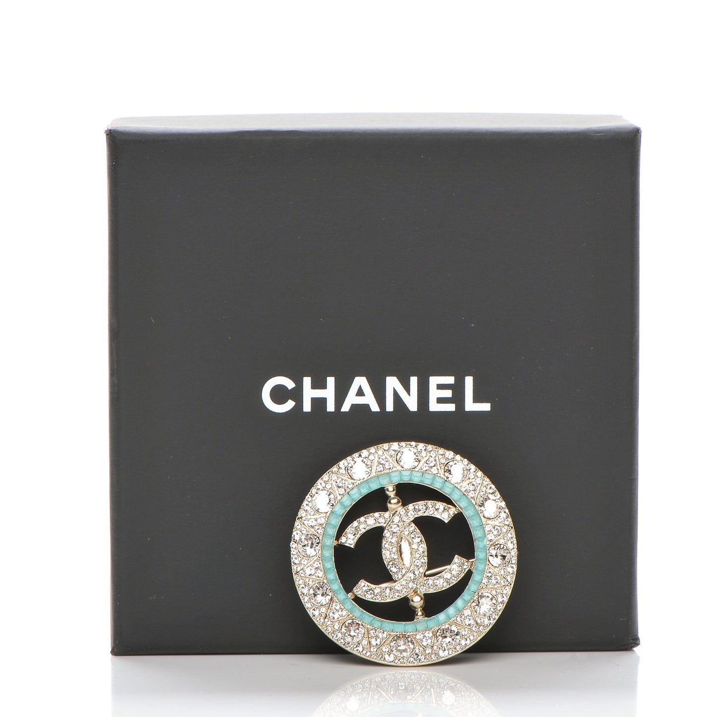 Crystal CC Brooch Blue Gold