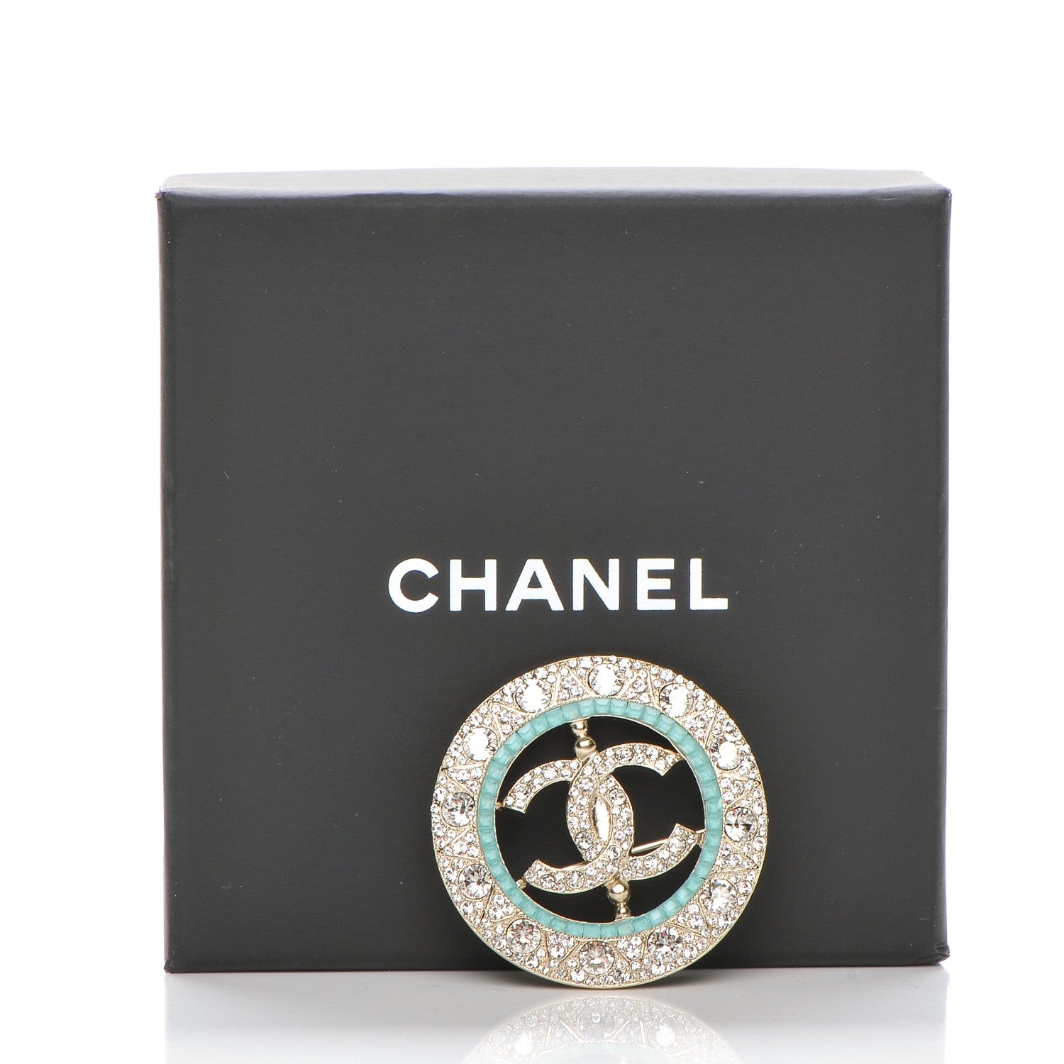 Chanel Crystal CC Brooch Blue Gold 5 of 5