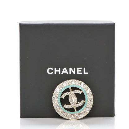 Chanel Crystal CC Brooch Blue Gold 5 of 5