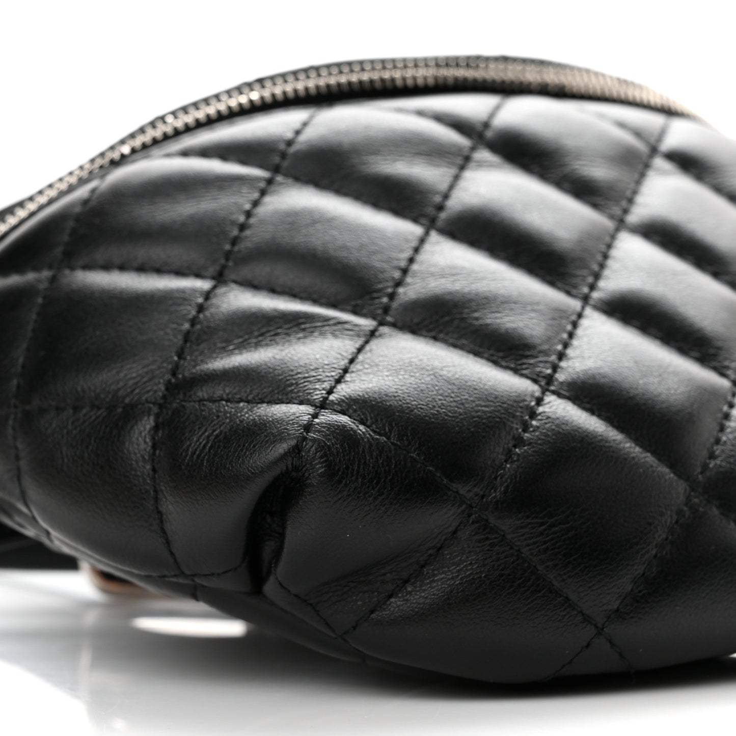 Calfskin Quilted Waist Belt Bag Black