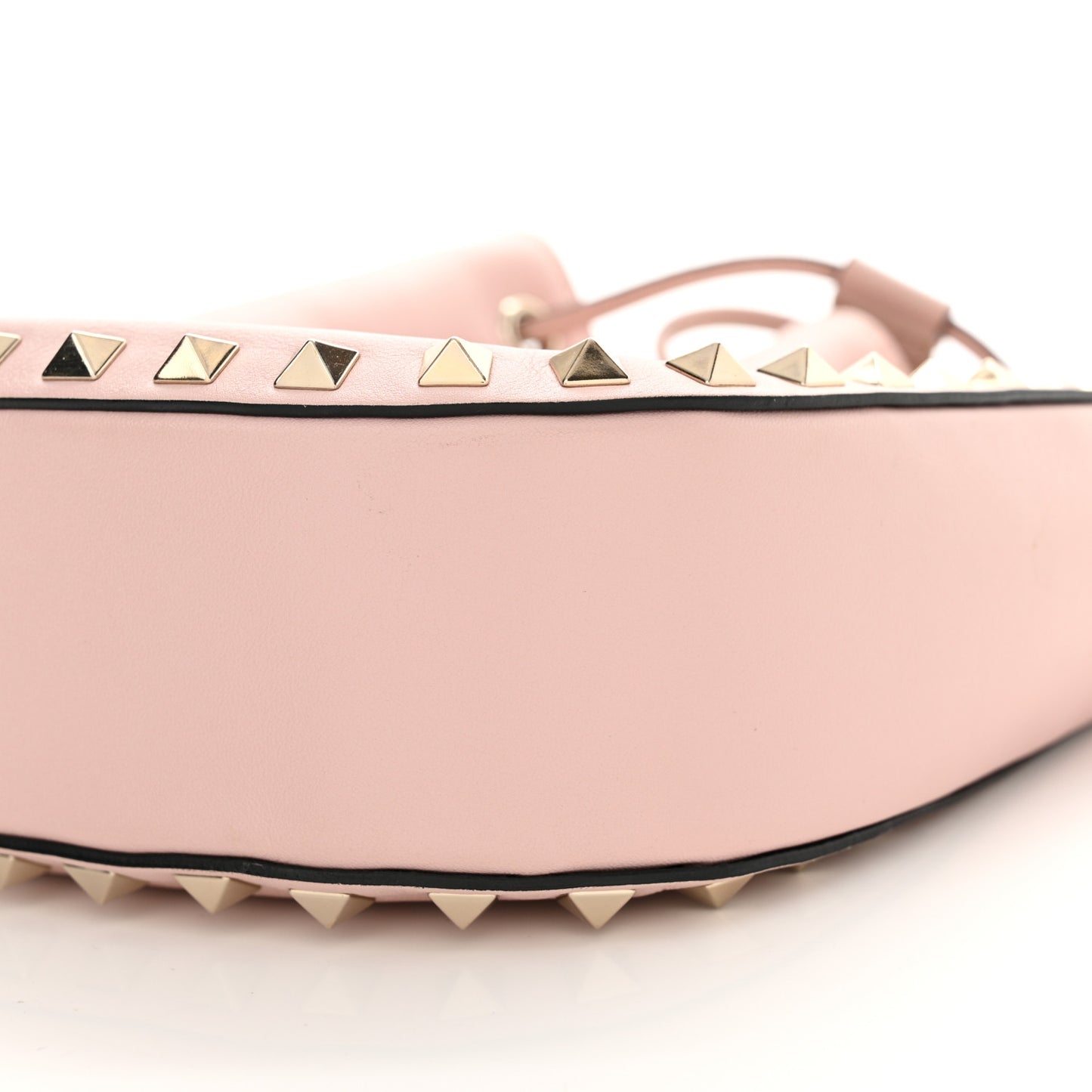 Vitello Mini Rockstud Chain Strap Bucket Bag Water Rose