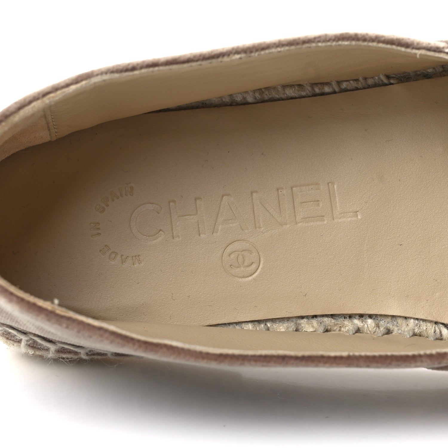 Chanel Velvet Logo Espadrilles 38 Beige Black 7 of 9