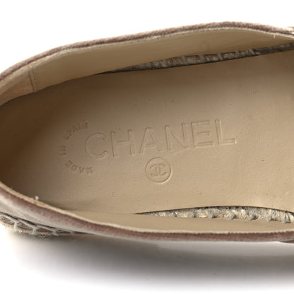 Chanel Velvet Logo Espadrilles 38 Beige Black 7 of 9