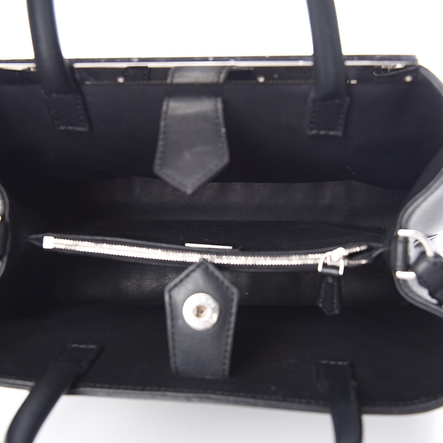 Fendi Vitello Dolce Mink Fur Pom Pom Petite 2Jours Tote Black Multicolor 5 of 10