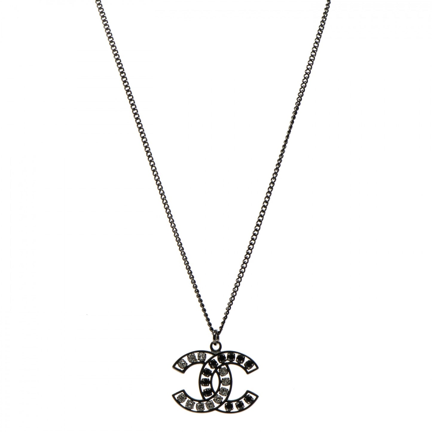 Ruthenium Crystal CC Necklace Black