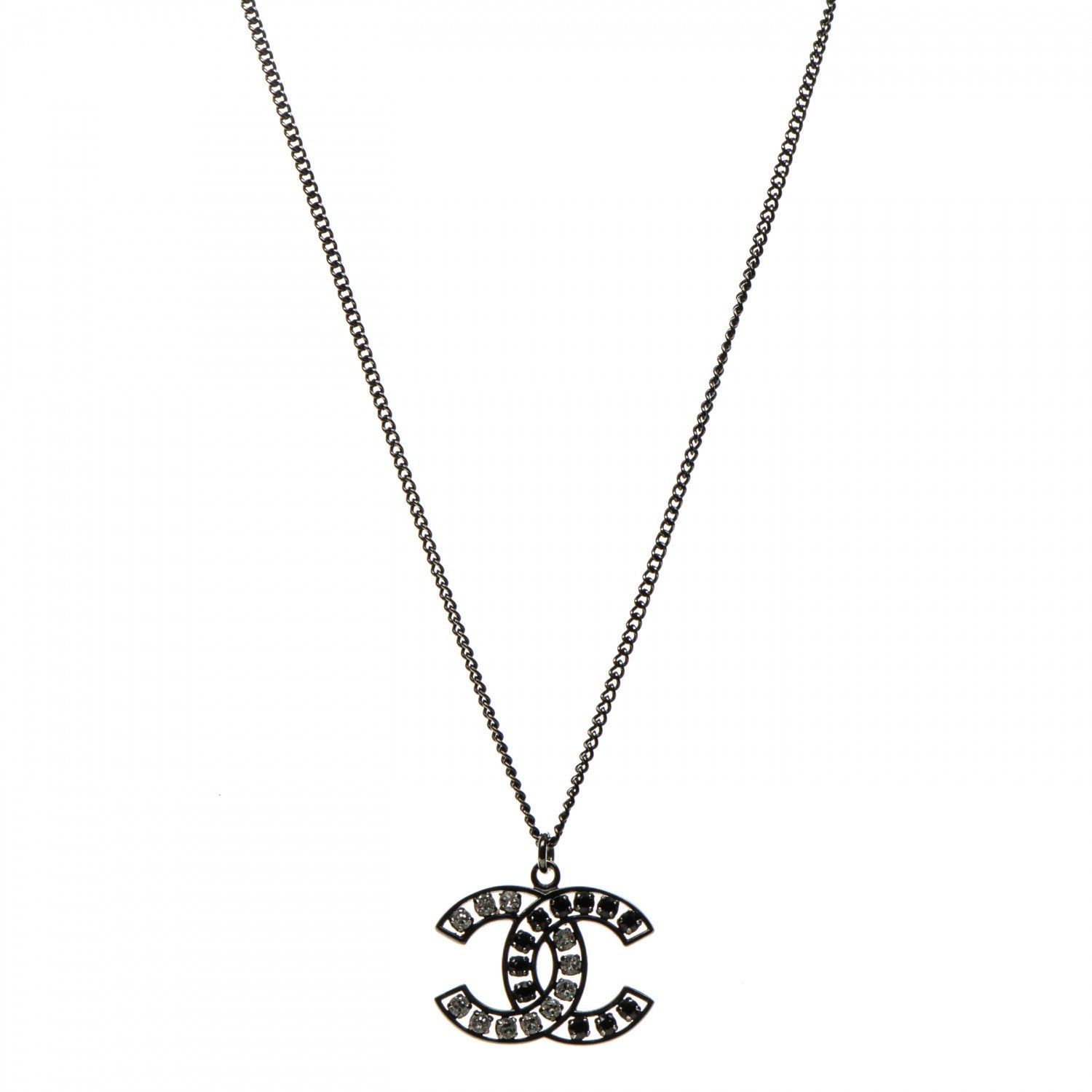 Chanel Ruthenium Crystal CC Necklace Black 1 of 4