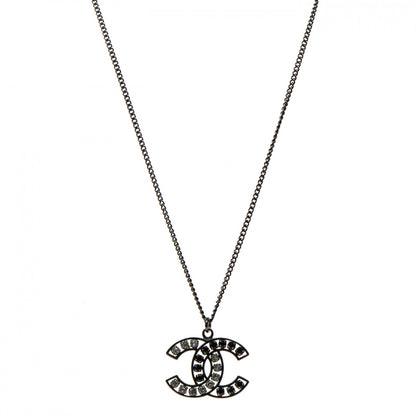 Chanel Ruthenium Crystal CC Necklace Black 1 of 4
