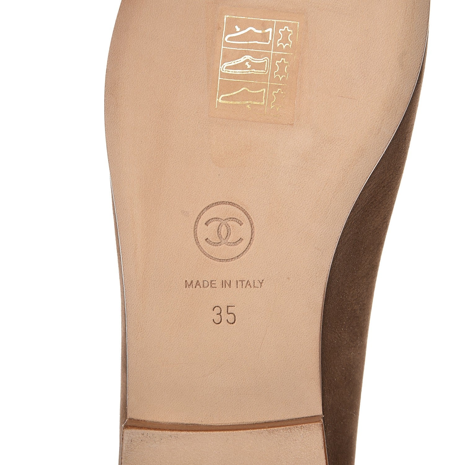 Chanel Suede Bull Cap Toe CC Ballerina Flats 35 Brown 7 of 9