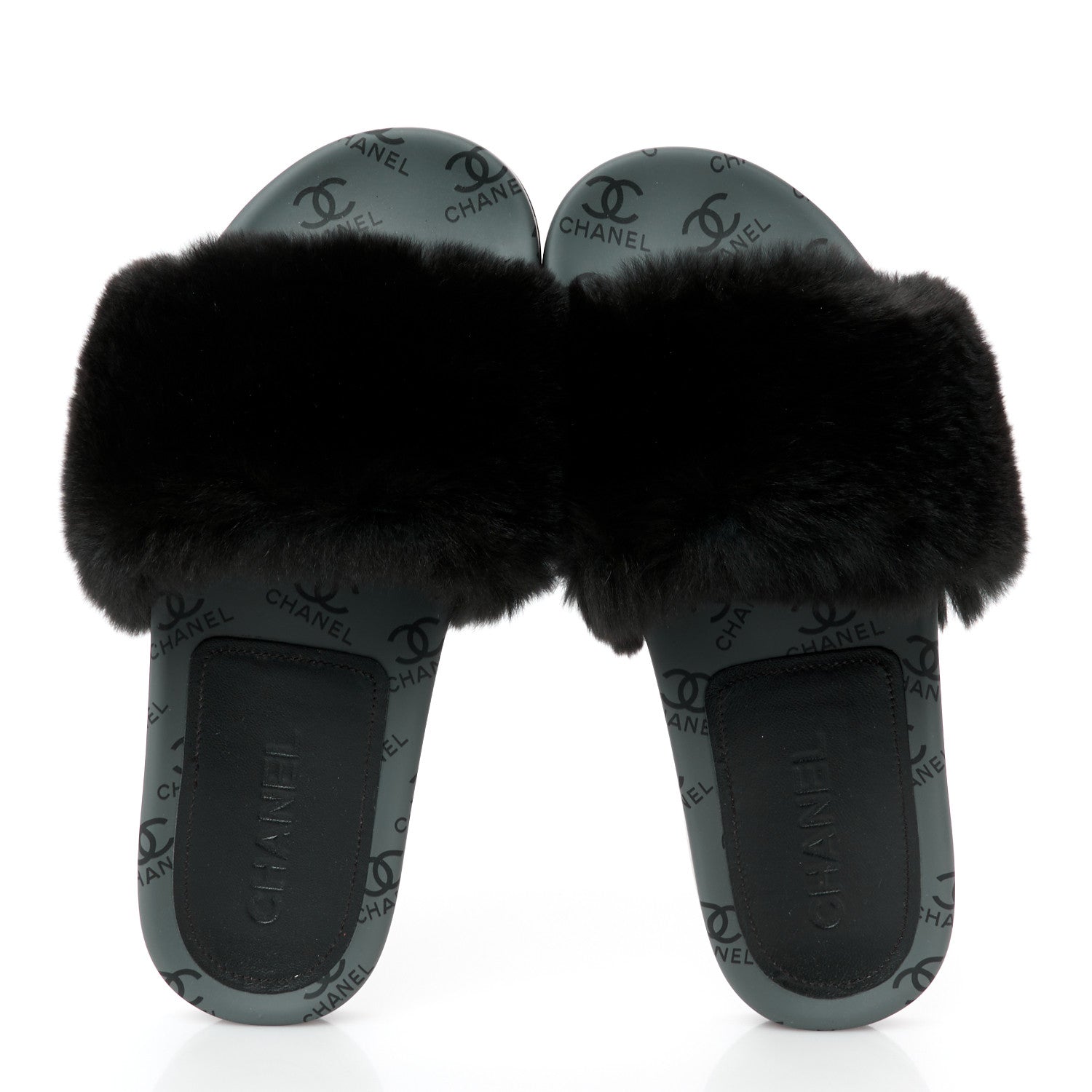 Chanel Orylag Rabbit Fur Mules 38 Black 5 of 9