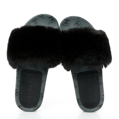 Chanel Orylag Rabbit Fur Mules 38 Black 5 of 9
