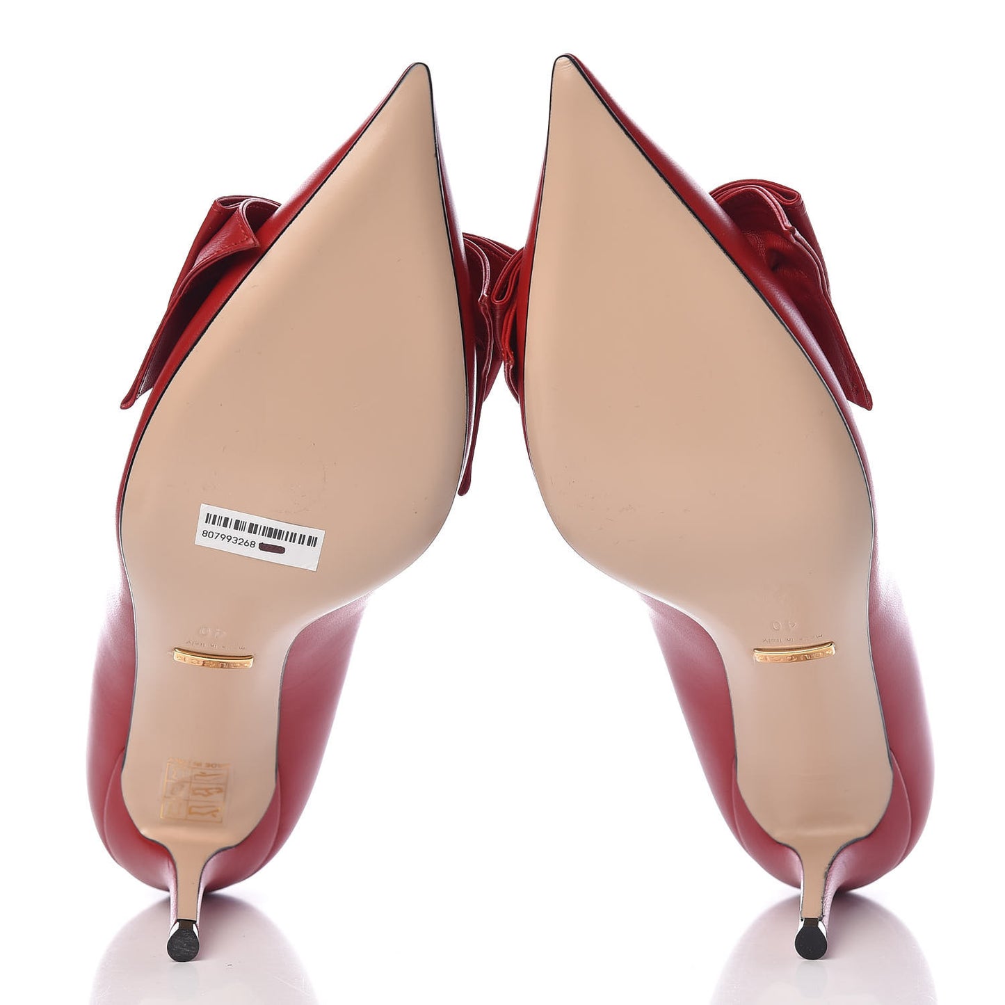 Nappa Queen Margaret Bow Mid Heel Pumps 40 Hibiscus Red