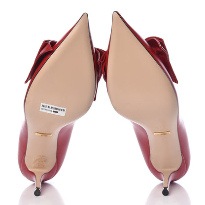 Gucci Nappa Queen Margaret Bow Mid Heel Pumps 40 Hibiscus Red 5 of 10