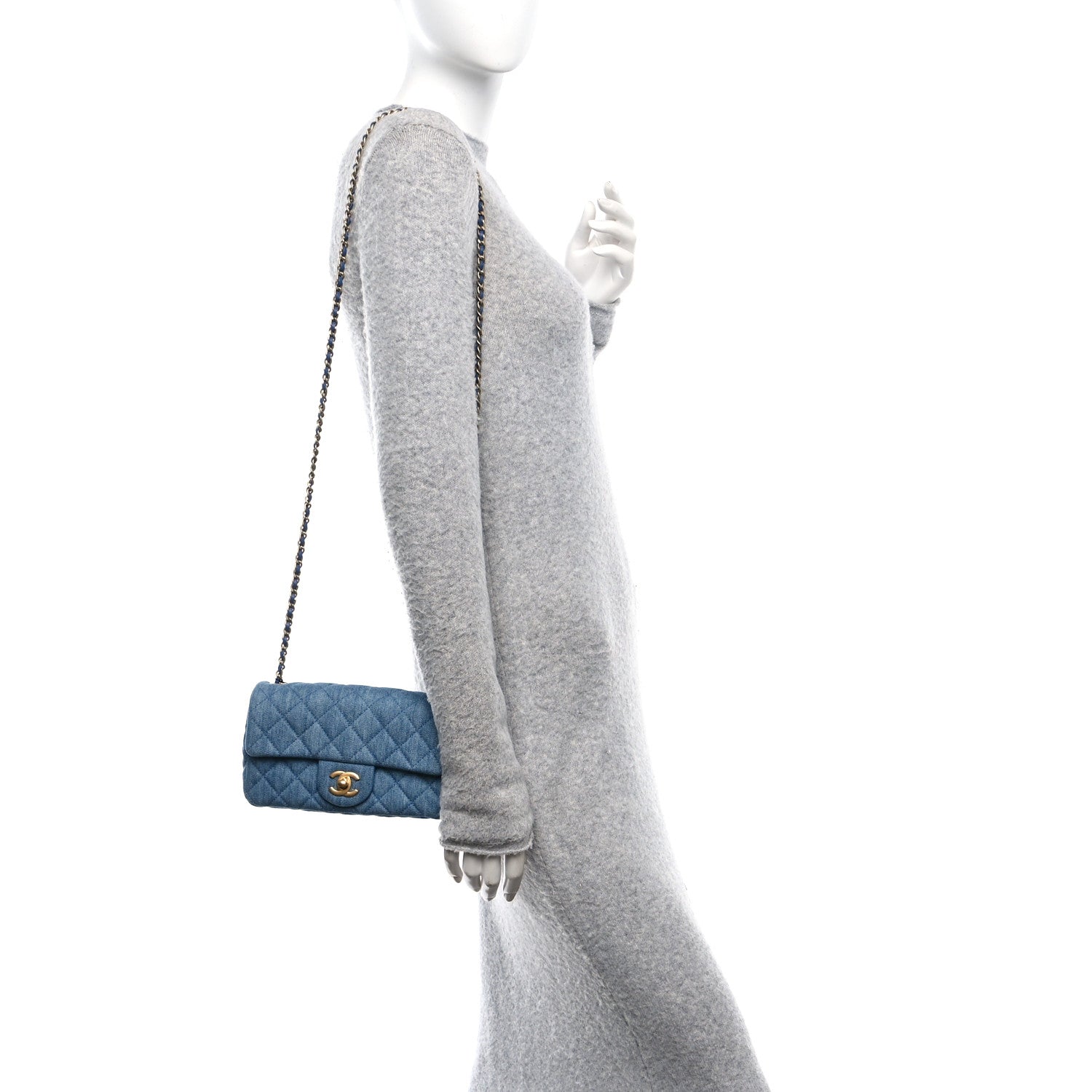 Chanel Denim Quilted Mini Pearl Crush Rectangular Flap Blue 2 of 11