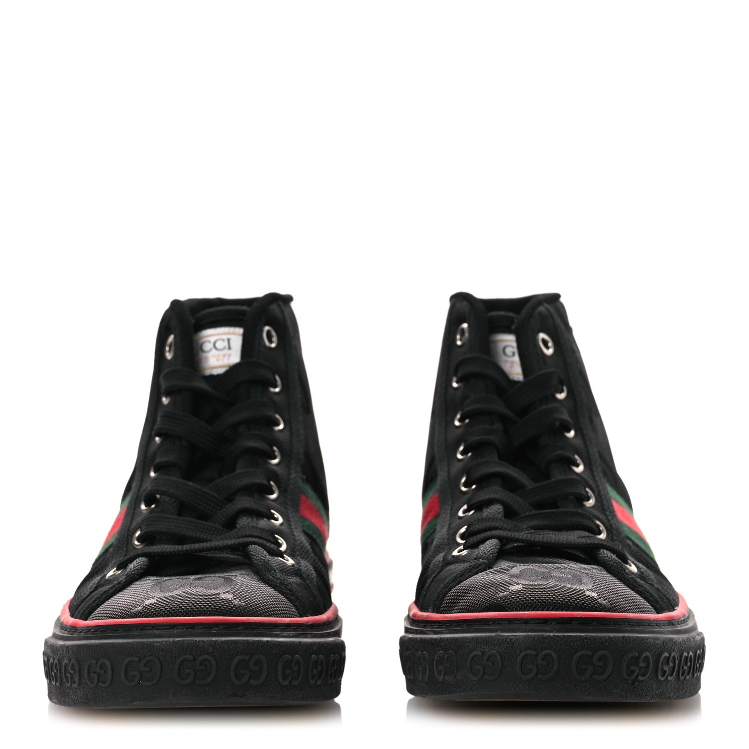 Gucci Econyl Nylon Web Monogram Off The Grid Womens 1977 Tennis High Top Sneakers 39 Black 3 of 11