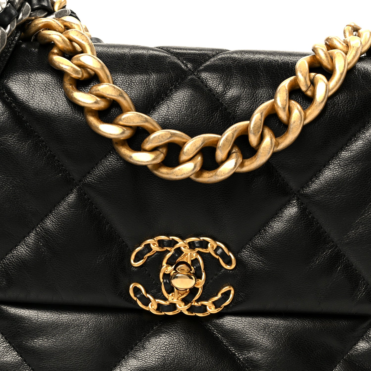 Chanel Goatskin Quilted Large Chanel 19 Flap Black 8 of 10