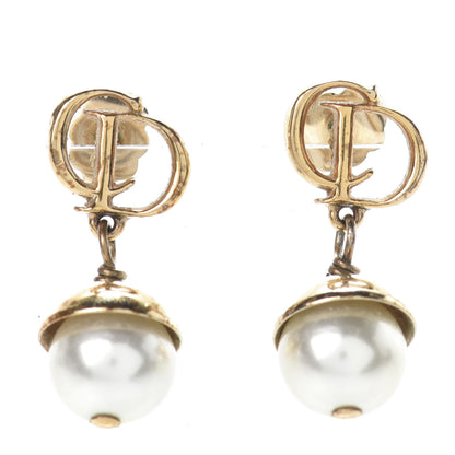 Christian Dior Pearl CD Drop Earrings Gold 1 of 3