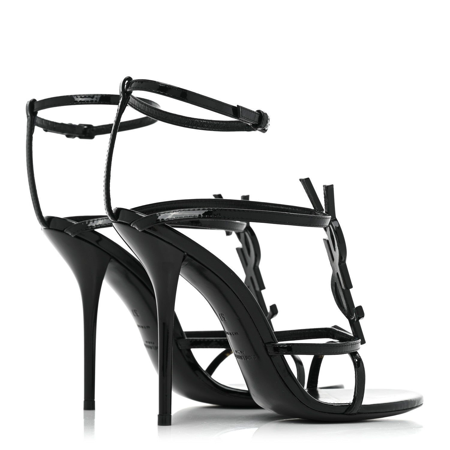 Saint Laurent Patent Calfskin Cassandra 110 Sandals 37 Black 4 of 11