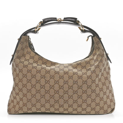 Gucci Monogram Medium Horsebit Chain Hobo Dark Brown 1 of 10