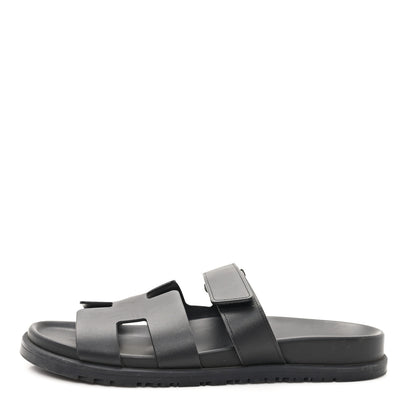 Hermes Calfskin Womens Chypre Sandals 40.5 Black 1 of 10