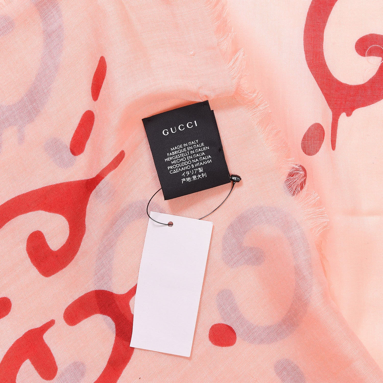 Gucci Modal Silk GG Writers Shawl Roseate Red 5 of 6