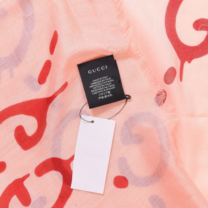 Gucci Modal Silk GG Writers Shawl Roseate Red 5 of 6