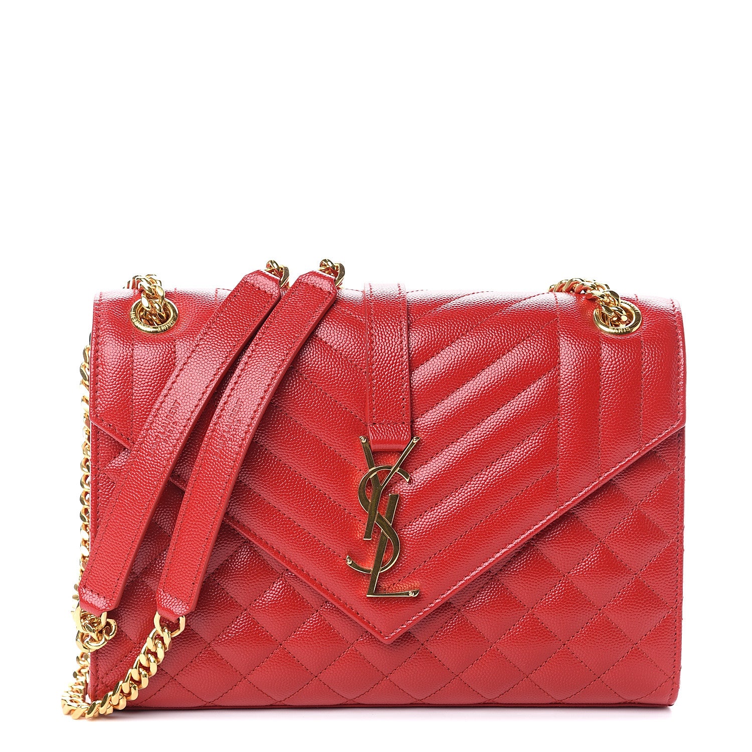 Saint Laurent Grain De Poudre Textured Mixed Matelasse Triquilt Medium Monogram Satchel New Red 1 of 8